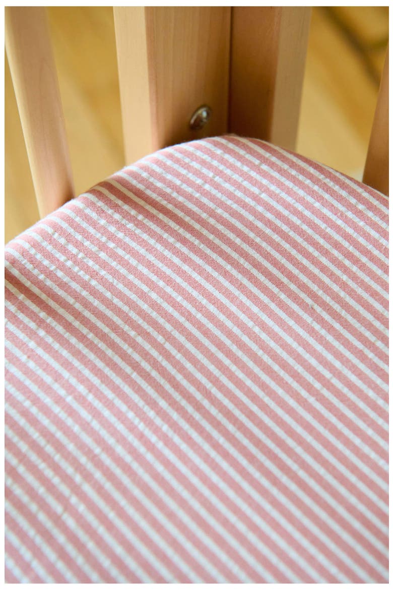 Organic Cotton Seersucker Crib Sheet, Alternate, color, ANCHOR RED