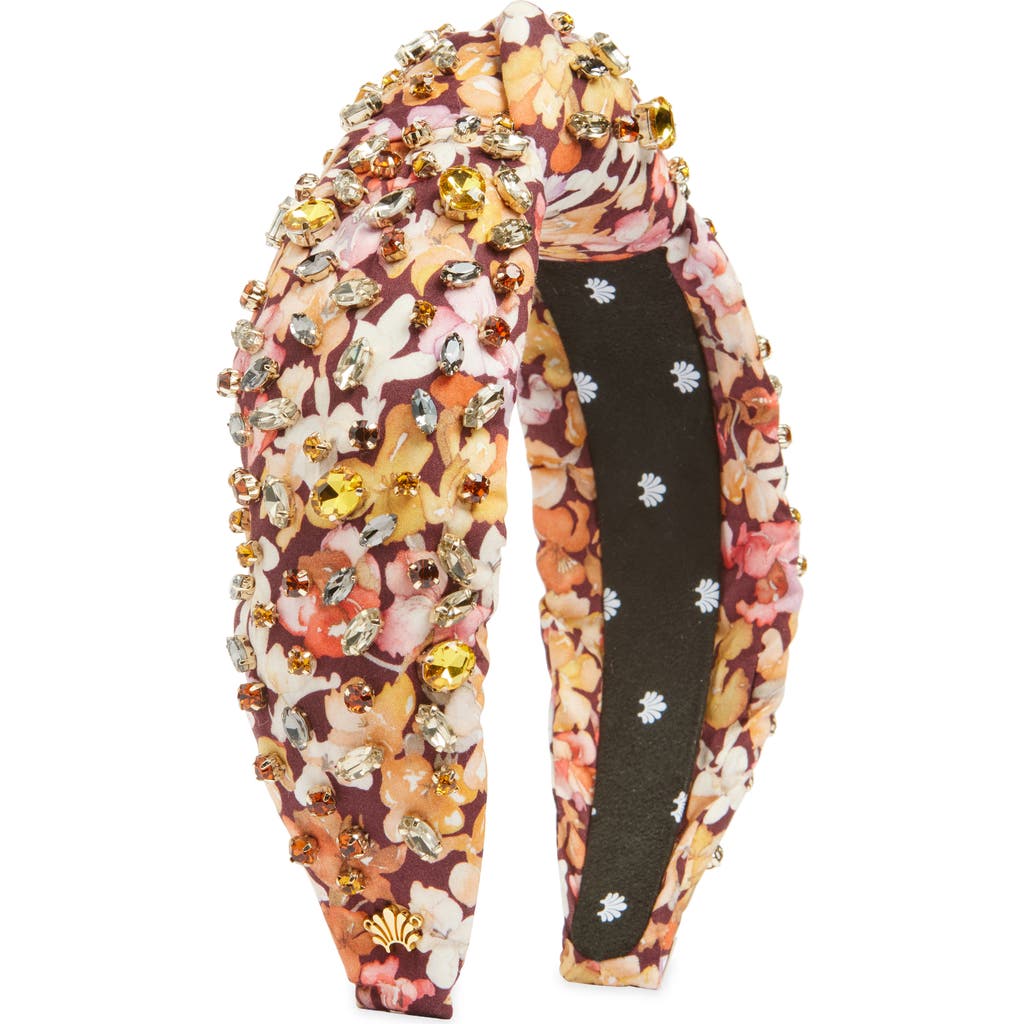 Lele Sadoughi Greta Liberty Crystal Knotted Headband In Marigold Lilies