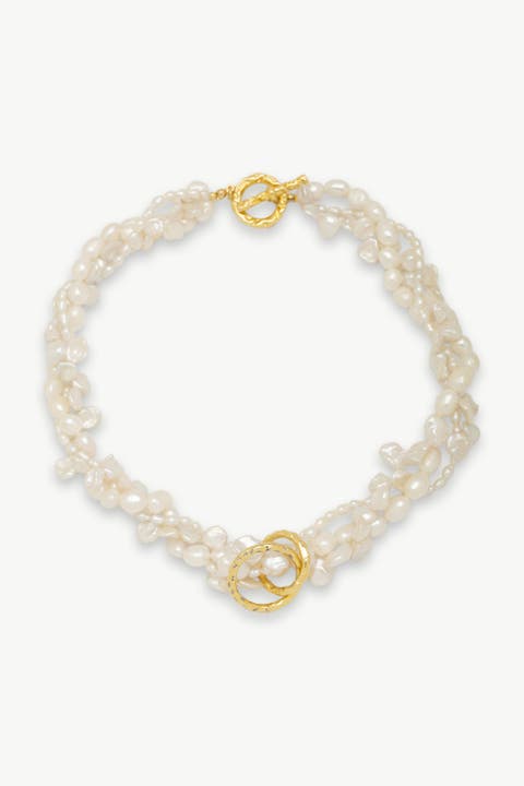 Nina Multi-Strand Baroque Pearl Choker Necklace