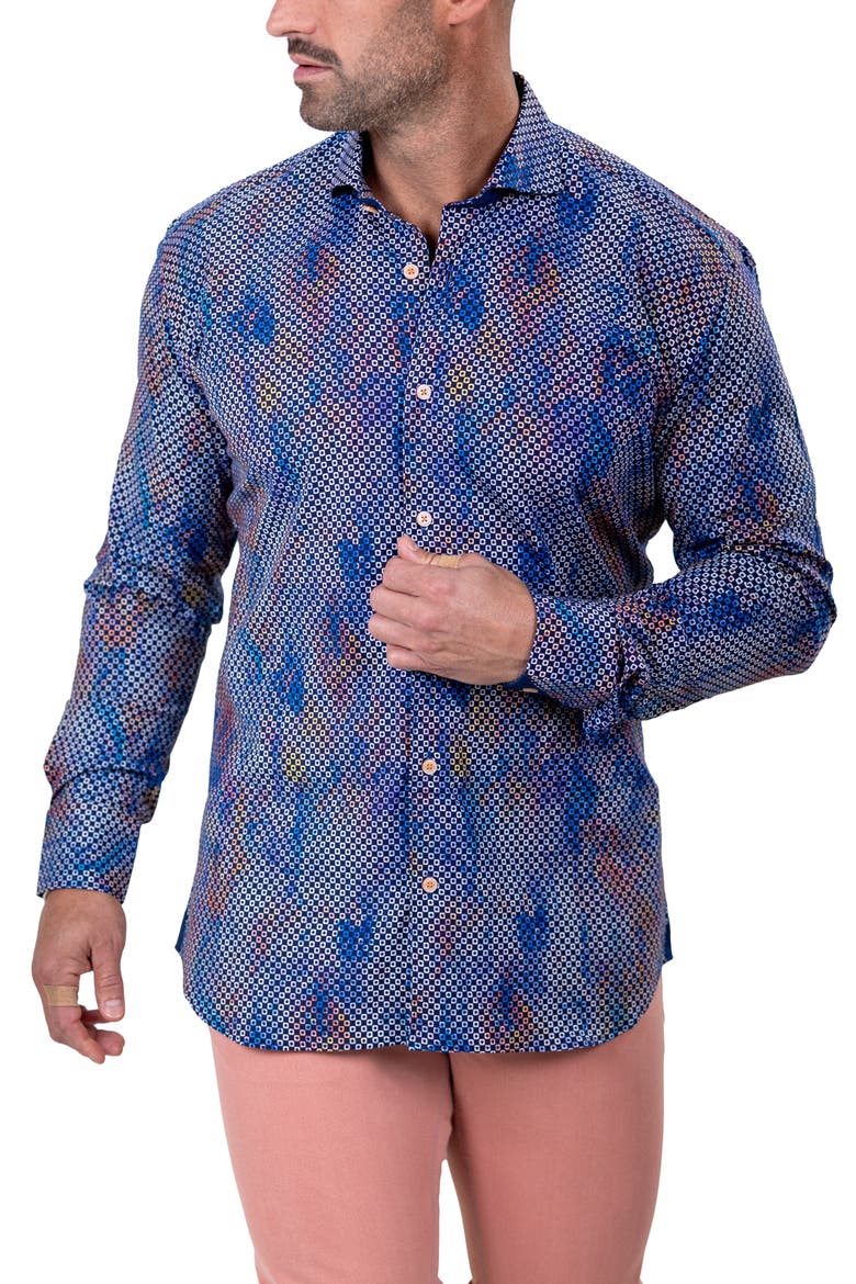 Einstein Marthyr0235 Blue Button-Up Shirt, Main, color, BLUE