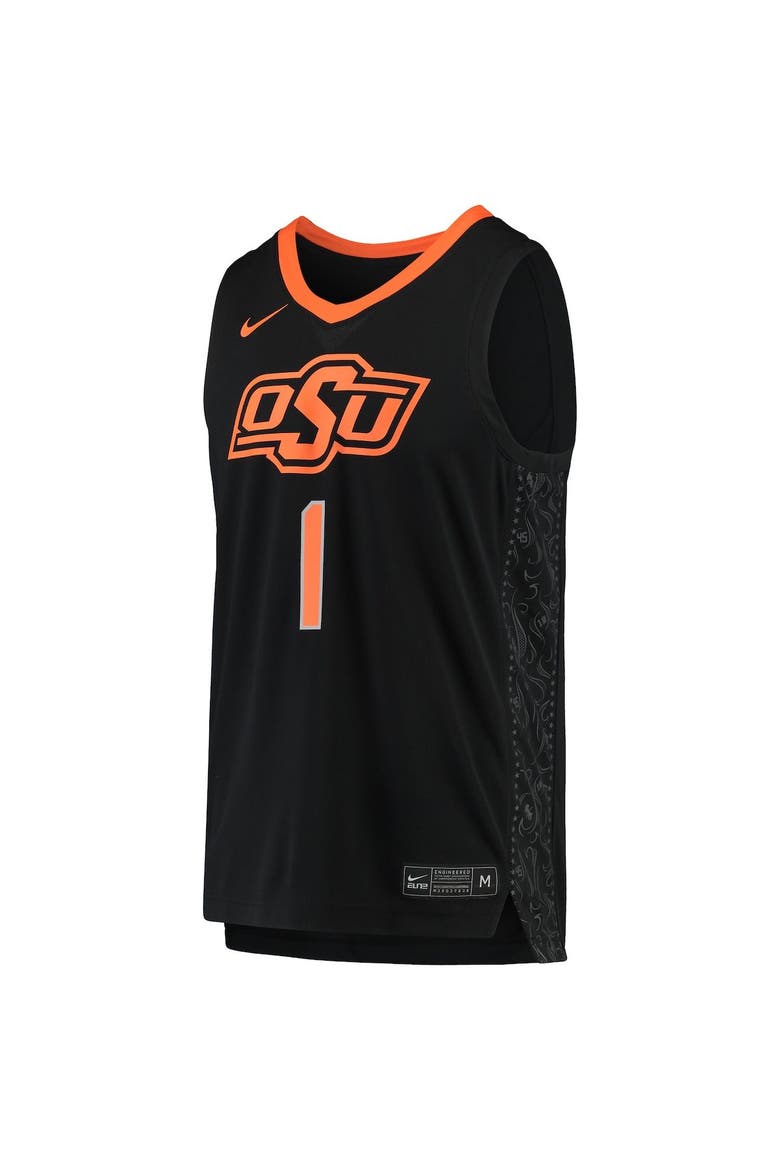 Men's Nike #1 Black Oklahoma State Cowboys Team Replica Basketball Jersey, Alternate, color, Black