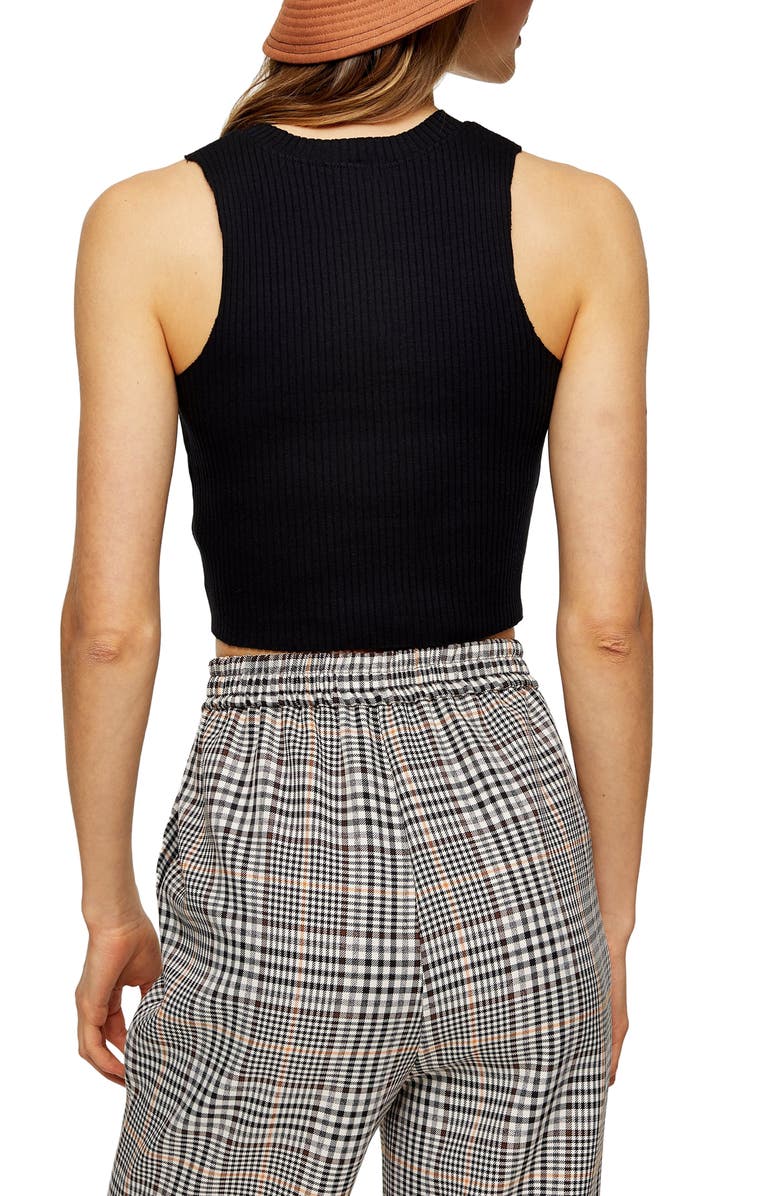 Topshop Wide Rib Racerback Cotton Blend Crop Tank Top, Alternate, color, 