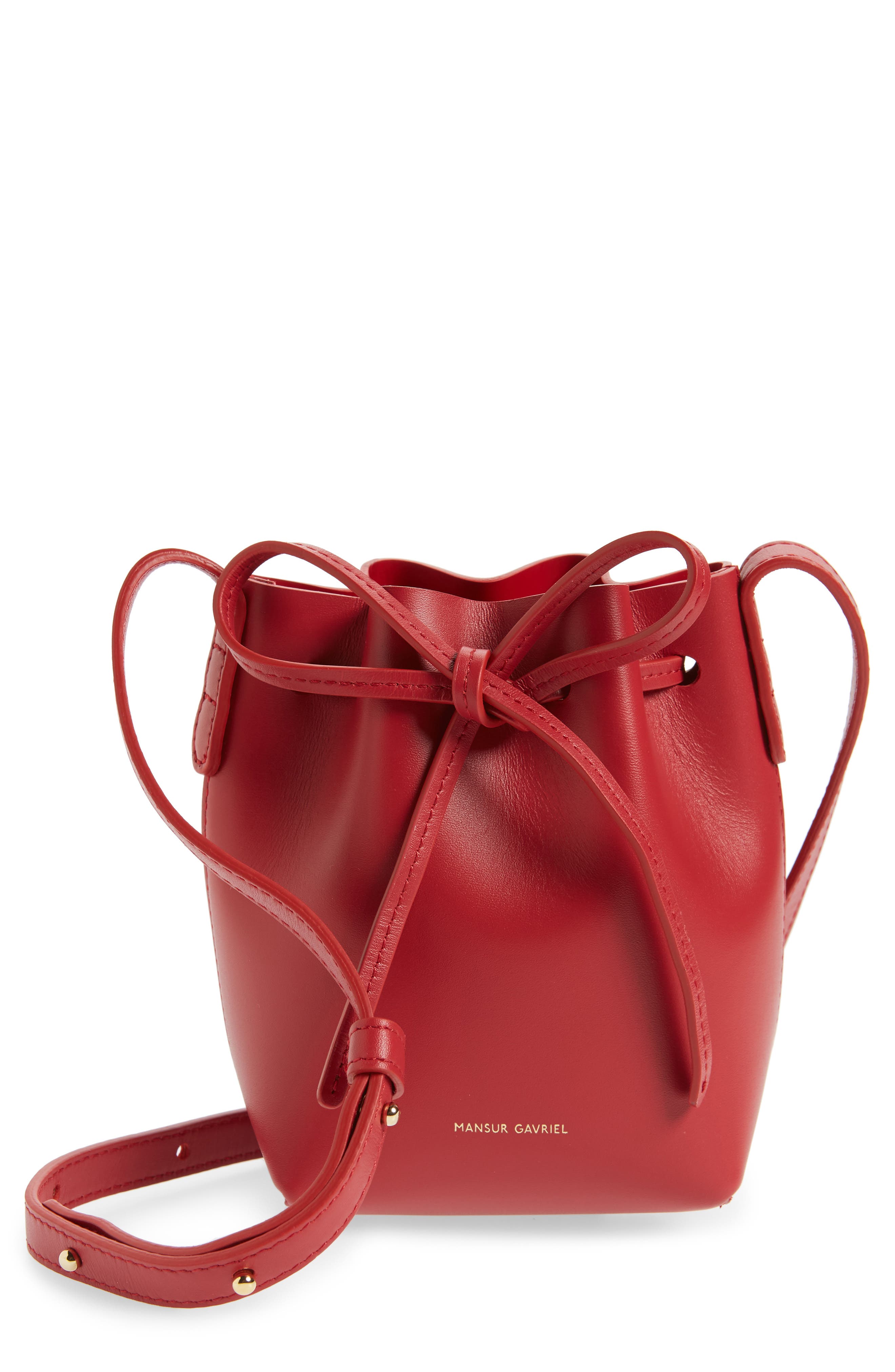 Mansur Gavriel Baby Leather Bucket Bag, Main, color, 
