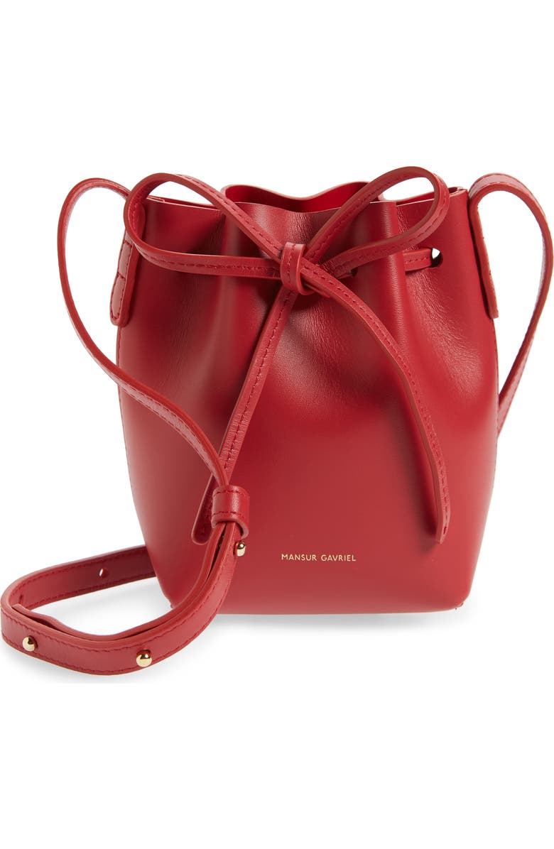 Mansur Gavriel Baby Leather Bucket Bag, Main, color,