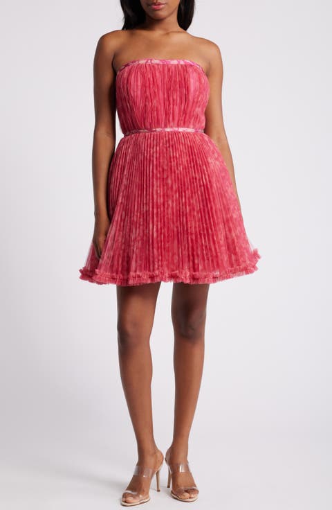 Pleated Strapless Minidress