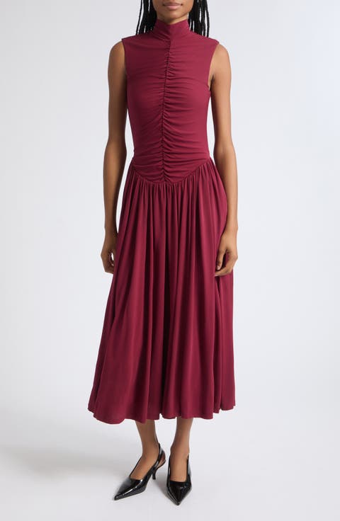 Faria Center Ruched Sleeveless Midi Dress
