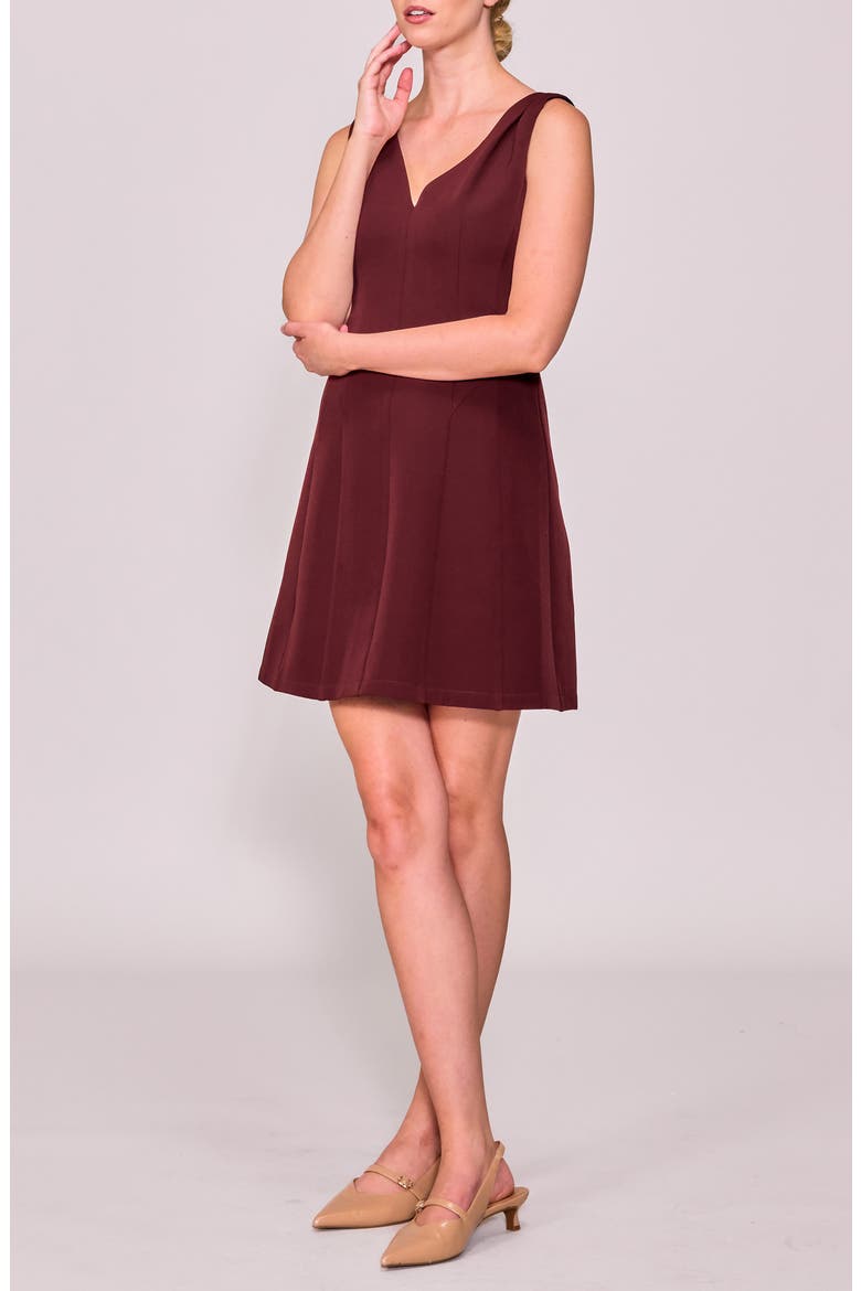 Tuck Shoulder Fit & Flare Dress, Alternate, color, BURGUNDY