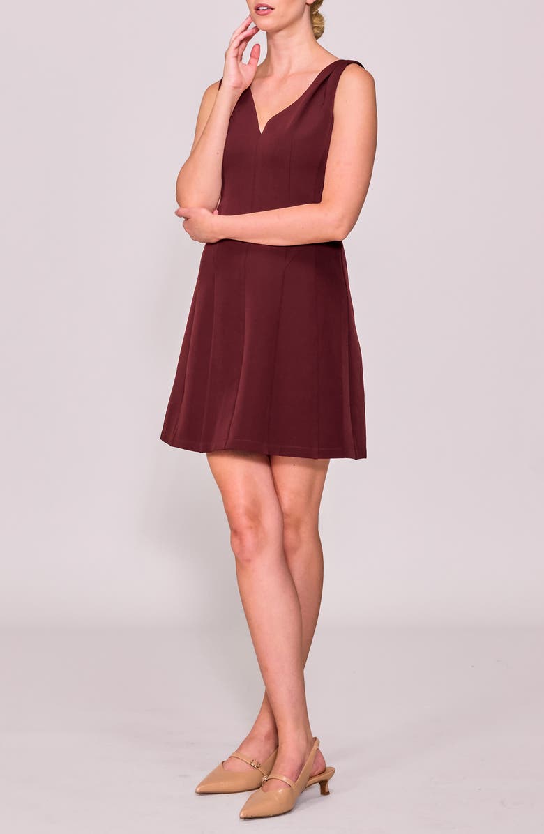 MELLODAY Tuck Shoulder Fit & Flare Dress, Alternate, color, Burgundy