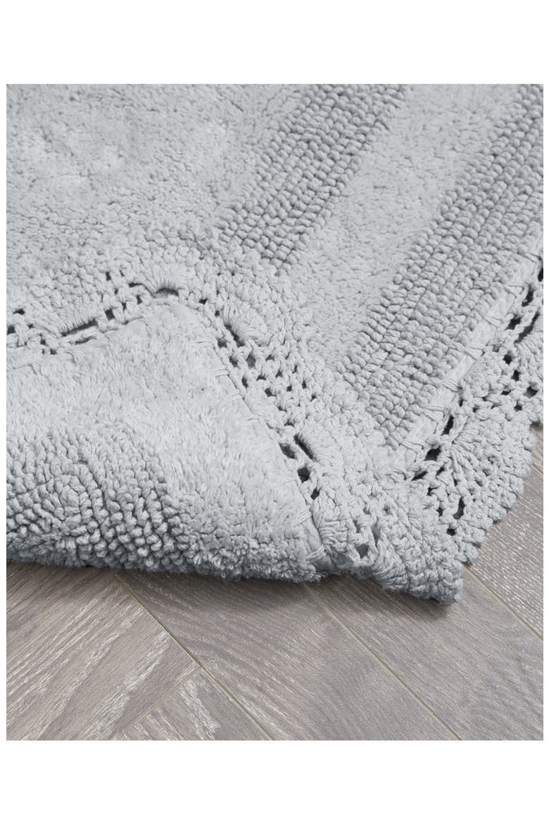 Reversible Crochet Cotton 2-Piece Bath Mat Set, Alternate, color, LIGHT GRAY/GREEN