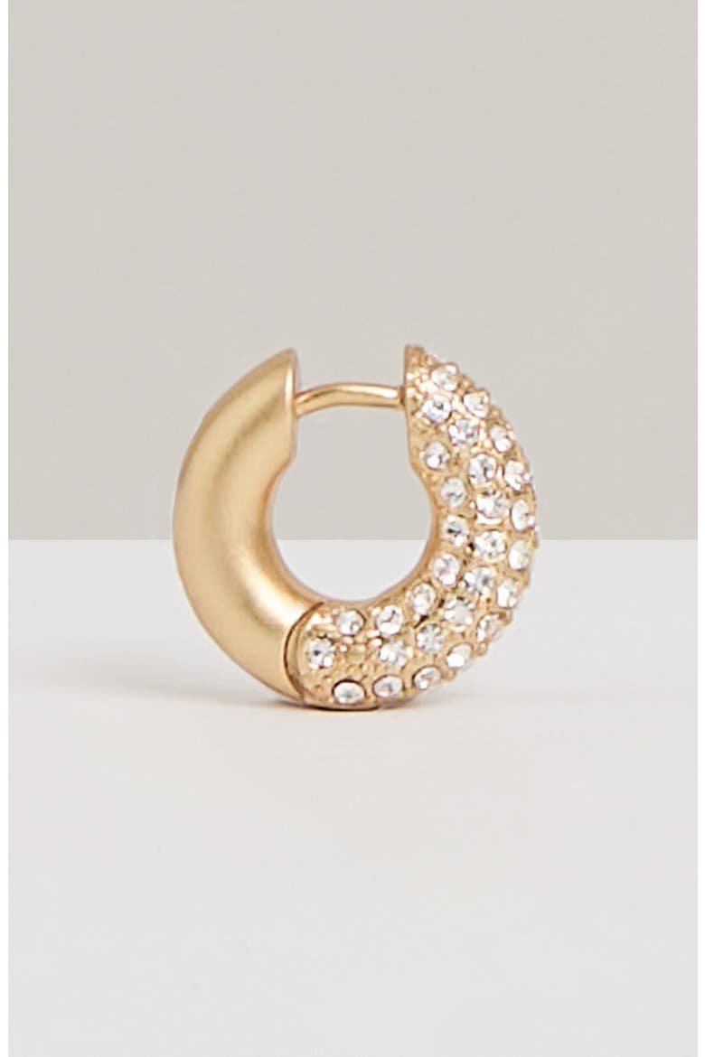 Amelia Pavé Huggie Hoop Earrings, Alternate, color, GOLD TONE/ CLEAR CRYSTAL