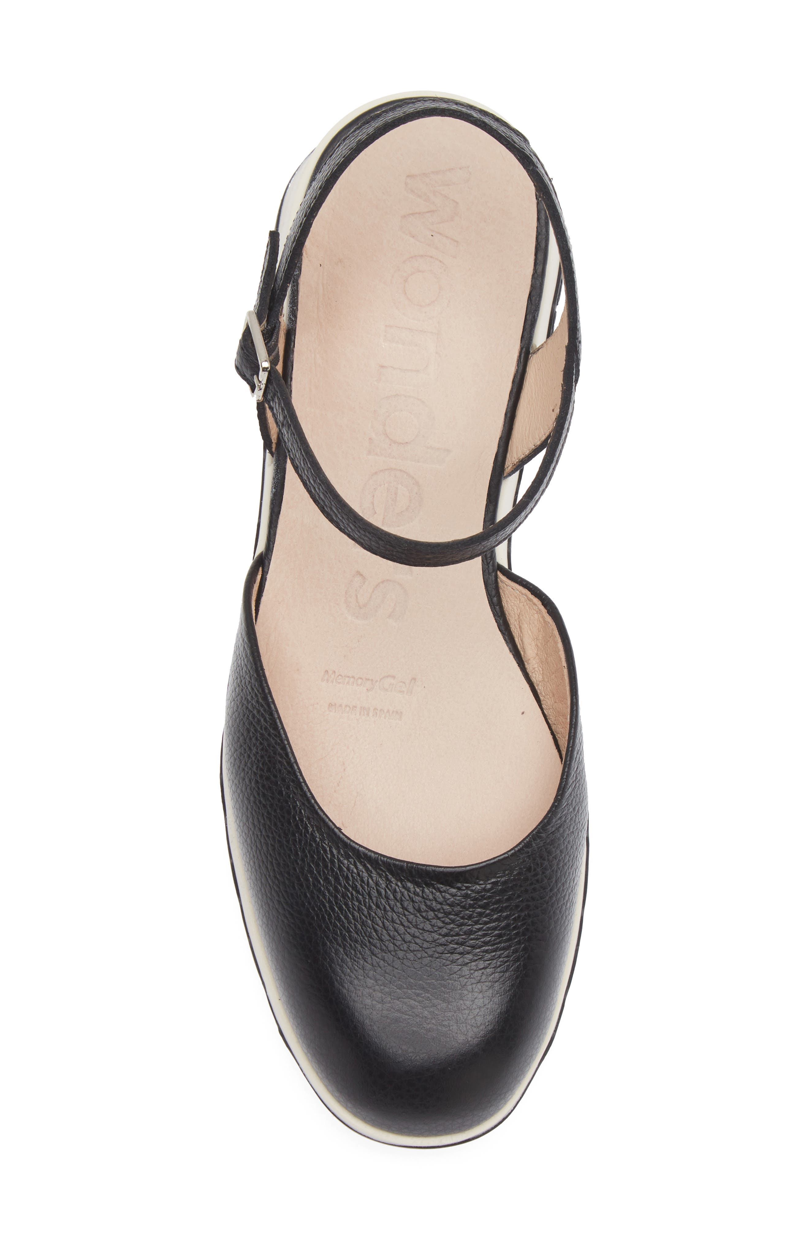 Wonders Ankle Strap Platform Ballet Pump, Alternate, color, Wild Black
