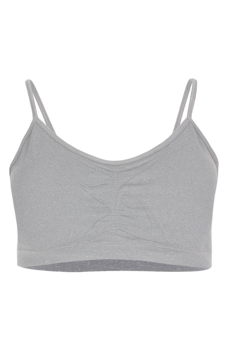 MeMoi 2 Pair Pack Gathered Front Cup Training Bra, Alternate, color, Light Gray Heather