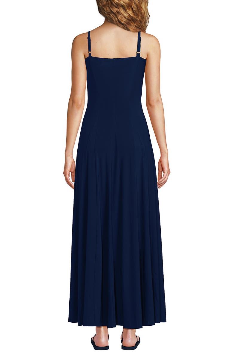 Lands' End Silky Knit Godet Maxi Dress, Alternate, color, Deep Sea Navy