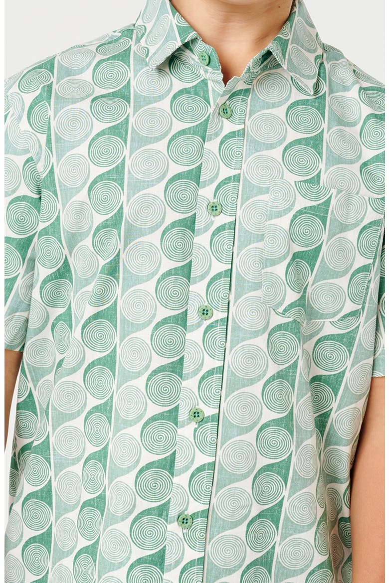 Kids' Artist of the Search Yardy Short Sleeve Button-Up Shirt, Alternate, color, LEAF GREEN