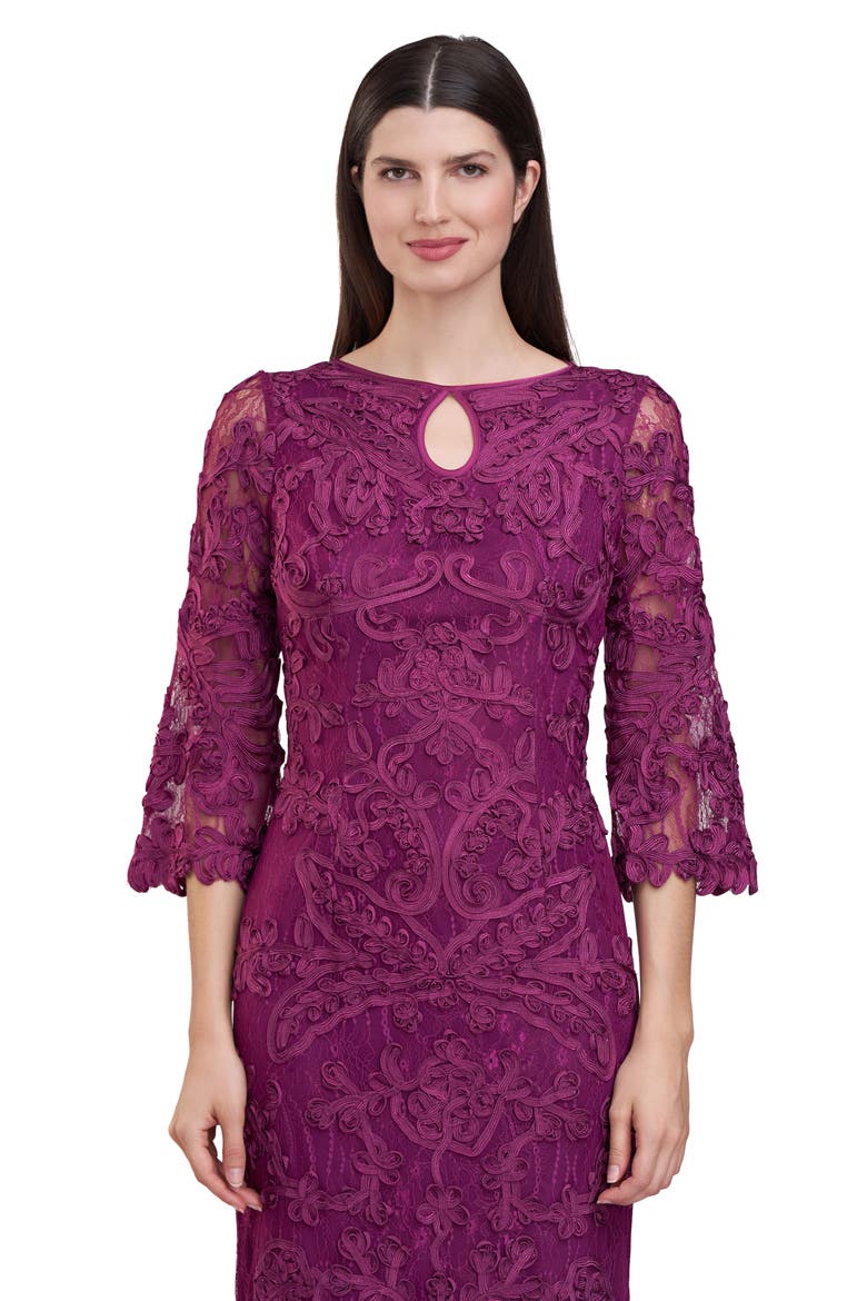 Perla Soutache Sheath Dress, Alternate, color, PLUM CASPIA