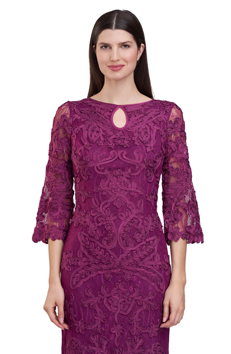 JS Collections Perla Soutache Sheath Dress, Alternate, color, Plum Caspia