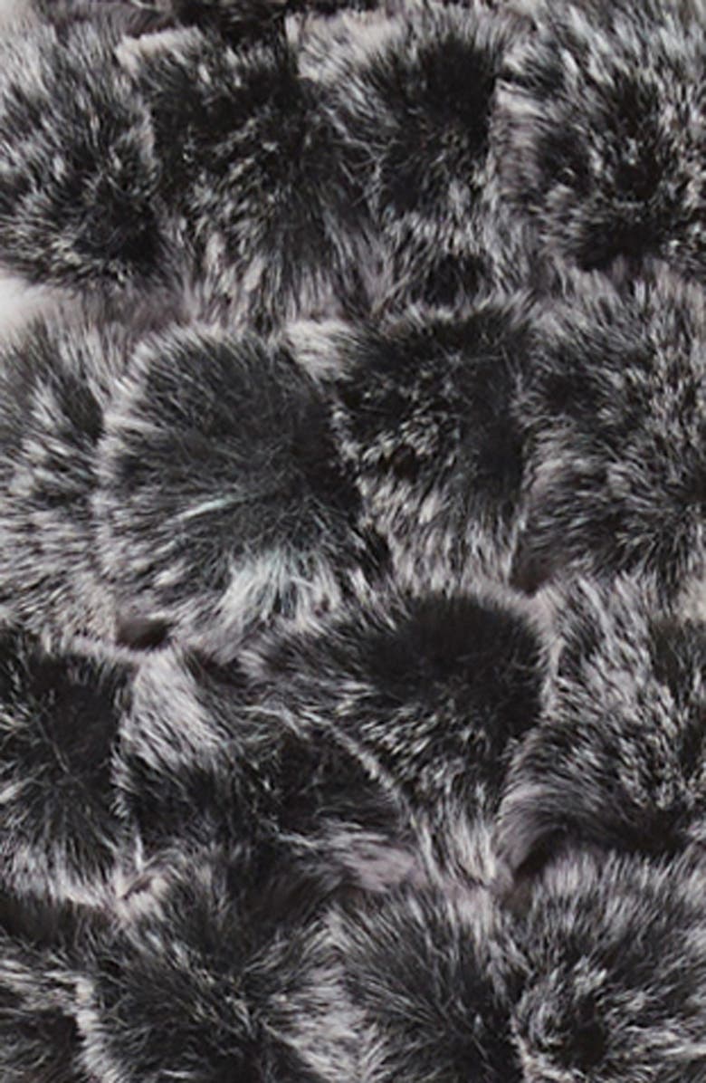 La Fiorentina Faux Fur Pompom Muffler Scarf, Alternate, color, Black/ Snow