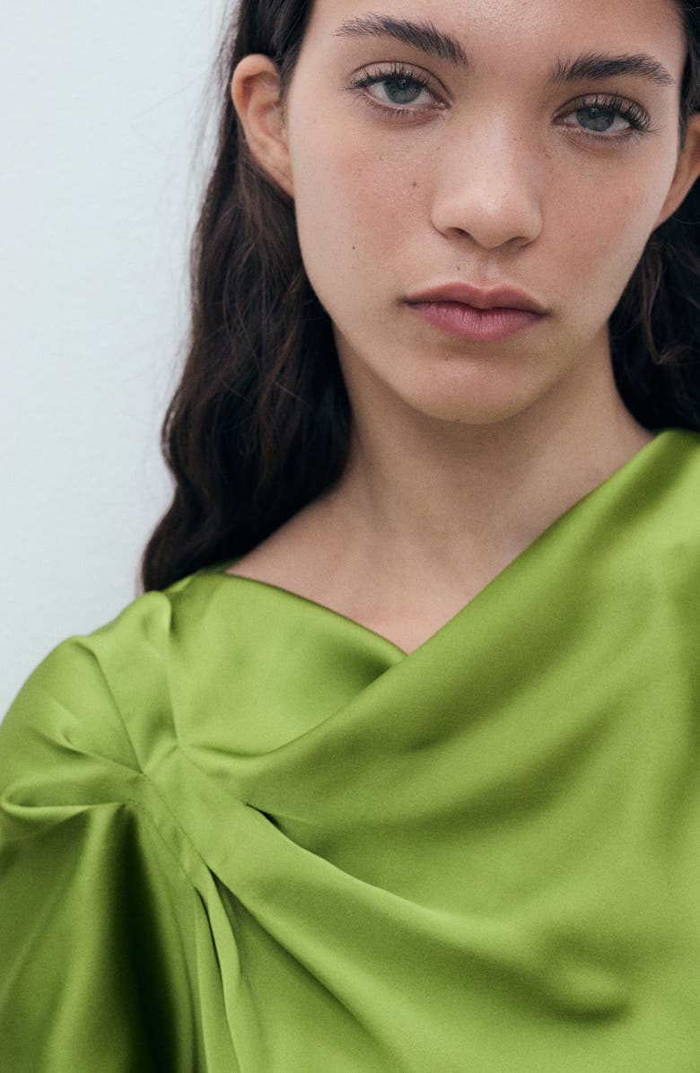 MANGO Draped Cowl Neck Satin Top, Alternate, color,