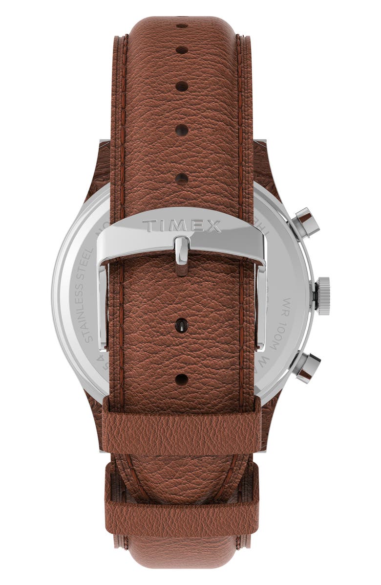 Timex<sup>®</sup> Waterbury Traditional Chronograph Leather Strap Watch, 42mm, Alternate, color, 