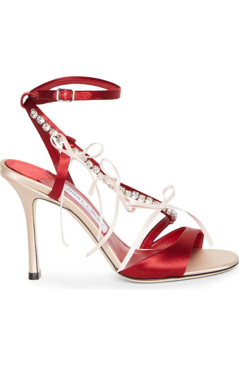 Jimmy Choo Lula Ankle Strap Sandal, Alternate, color, Macaron/ Ruby Red