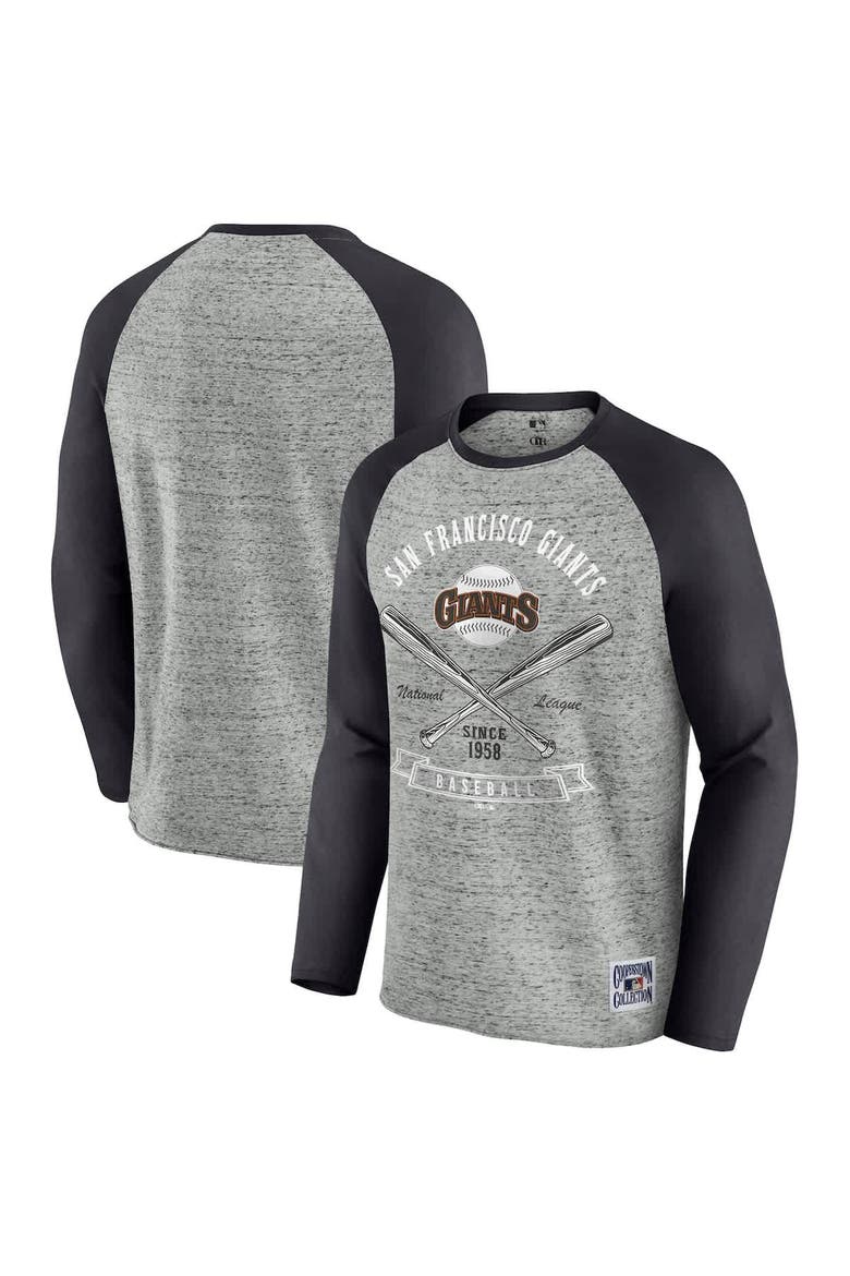 Men's Darius Rucker Collection by Fanatics  Heather Gray San Francisco Giants Raw Edge Raglan Long Sleeve Baseball T-Shirt, Main, color, Heather Gray