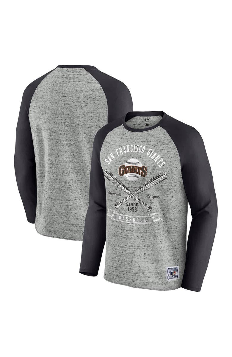 Darius Rucker Collection by Fanatics Men's Darius Rucker Collection by Fanatics Heather Gray San Francisco Giants Raw Edge Raglan Long Sleeve Baseball T-Shirt, Main, color, Heather Gray