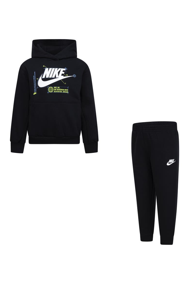 Kids' Futura Wrap Hoodie & Pull-On Pants Set, Main, color, BLACK