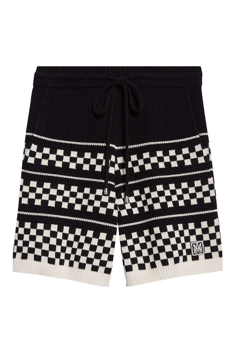 Checkered Wool Mesh Shorts, Alternate, color, BLACK