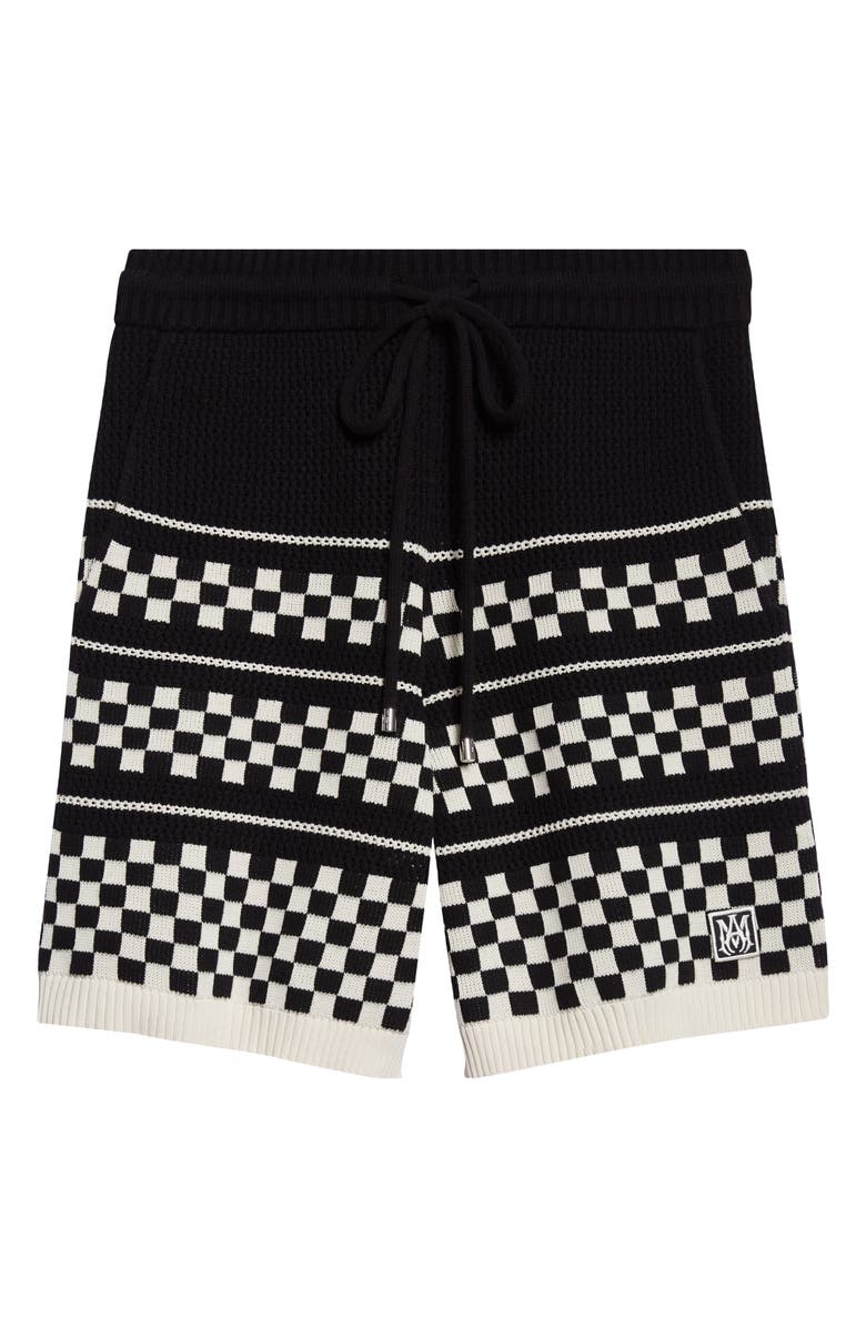 AMIRI Checkered Wool Mesh Shorts, Main, color, Black