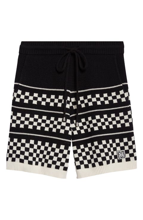 Checkered Wool Mesh Shorts