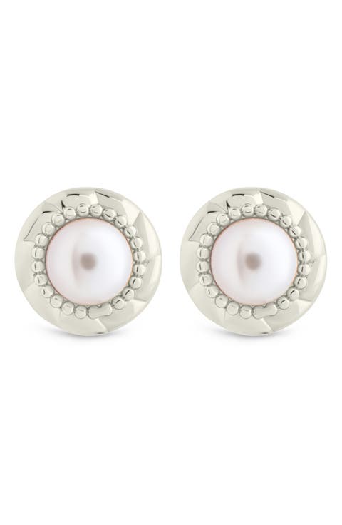 Eudora Pearl Button Stud Earrings