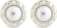 Sterling Forever Eudora Pearl Button Stud Earrings