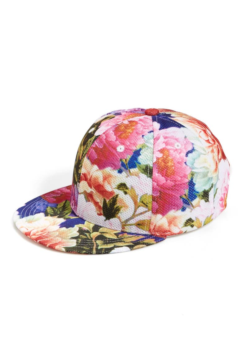 Floral Baseball Cap, Main, color, PINK