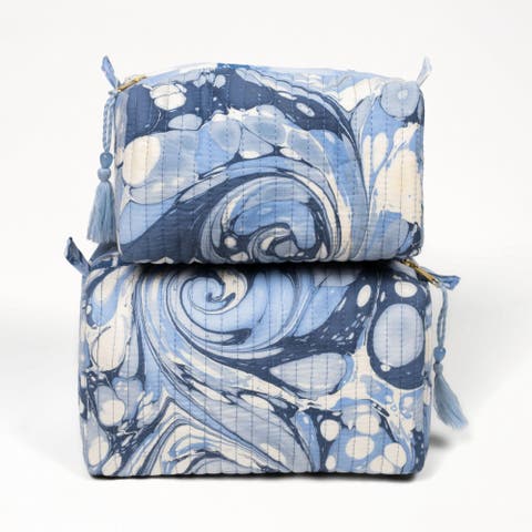 Ocean Wave Hand Marbled Cosmetic Bag