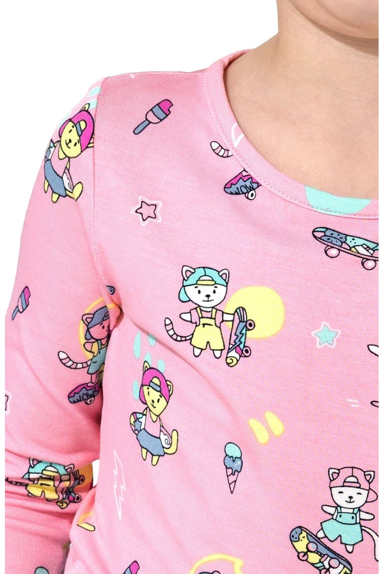 Kids' Skater Kitty Set of 2 Piece Pajamas, Alternate, color, Skater Kitty