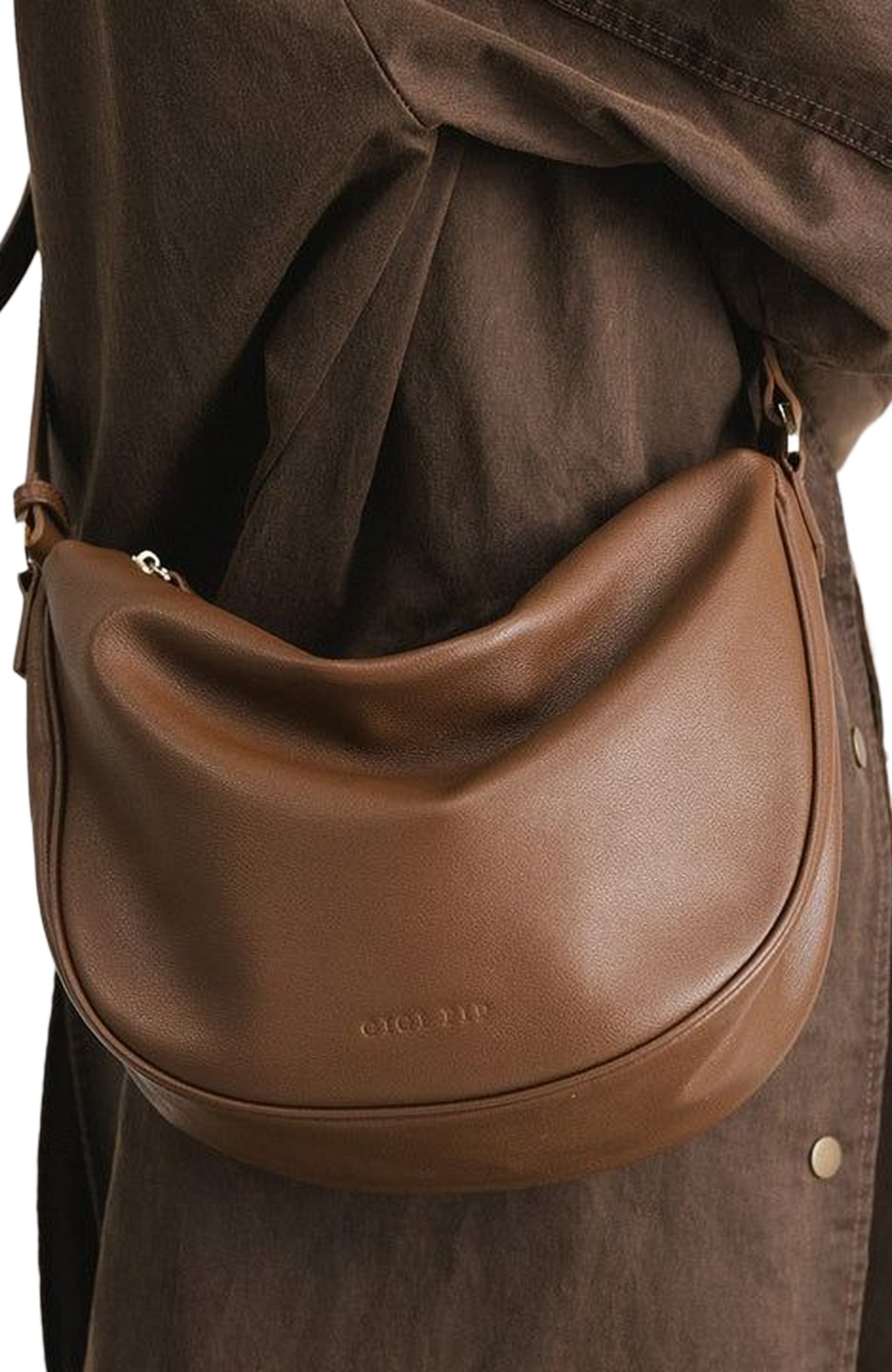 Drew Genuine Leather Slouchy Bag, Alternate, color, Chocolate