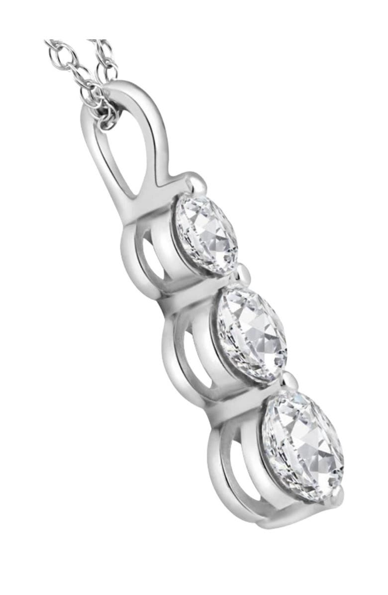 Bliss Diamond 2 Ct Three Diamond Pendant 14K Gold 3 Stone Lab Grown Necklace, Alternate, color, 14K White Gold