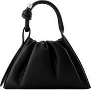 behno Mini Tina Ruched Metallic Leather Baguette Top Handle Bag