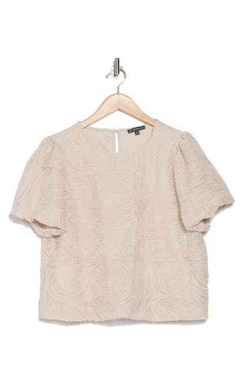 ADRIANNA PAPELL ADRIANNA PAPELL TEXTURED PUFF SLEEVE TOP