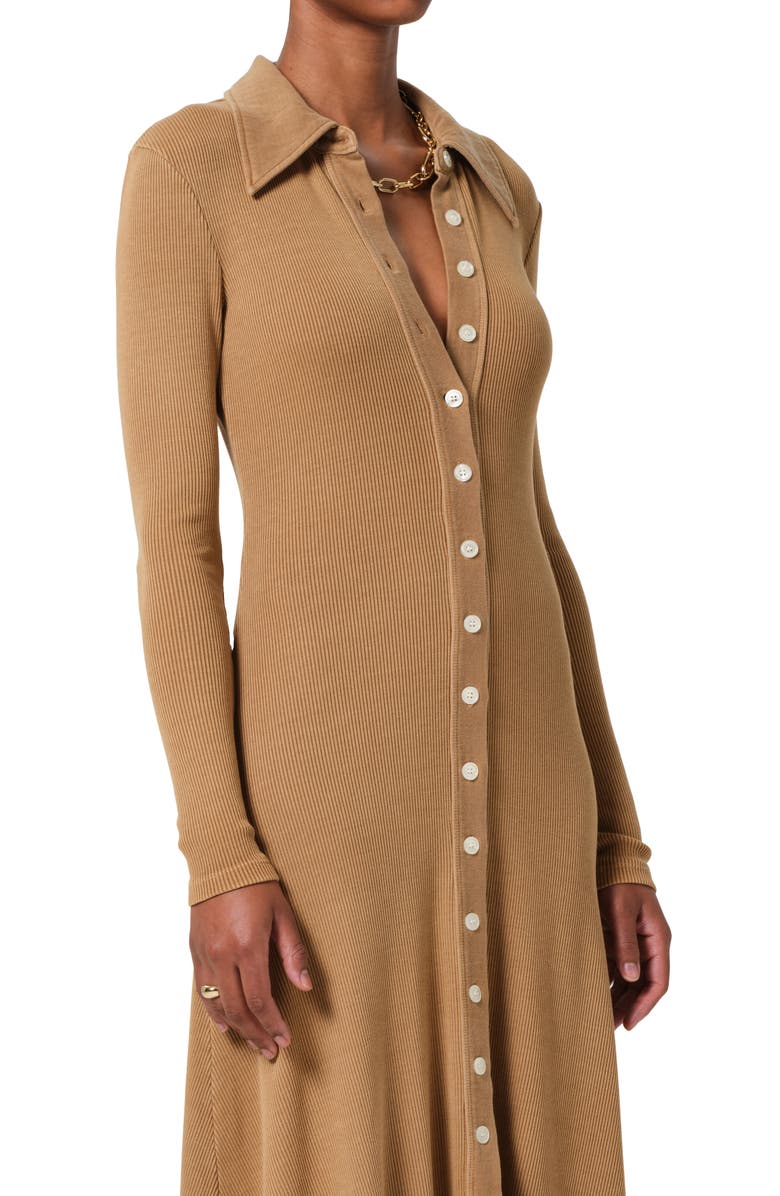 Citizens of Humanity Gila Long Sleeve Rib Polo Shirtdress, Alternate, color, Marcona