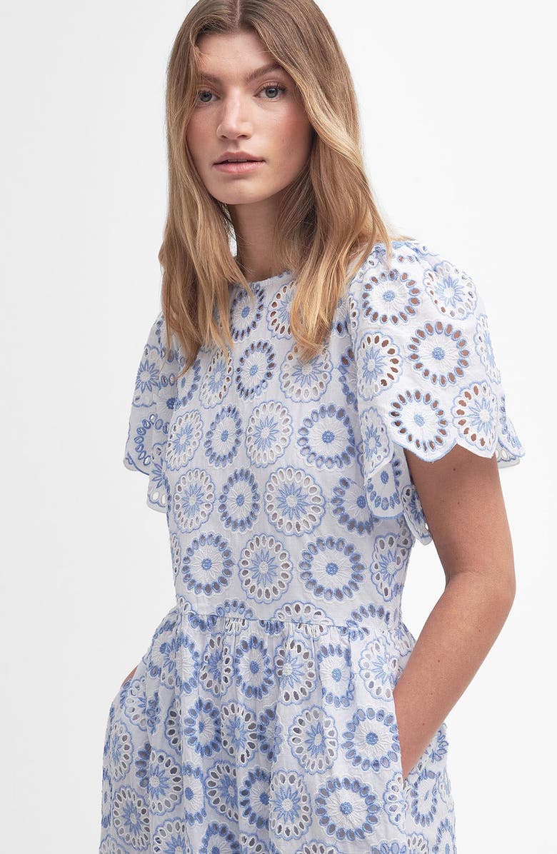 Barbour Juliette Eyelet Embroidery Midi Dress, Alternate, color, 