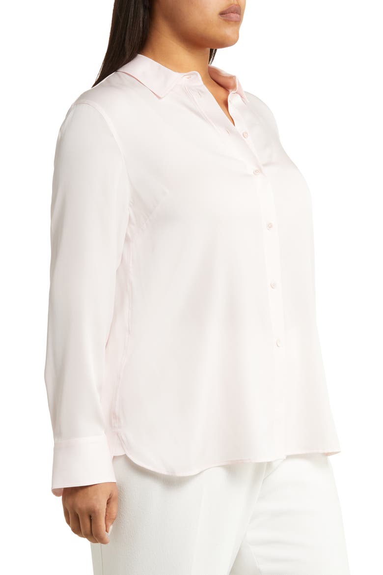 Stretch Silk Button-Up Shirt, Alternate, color, ROSEWATER