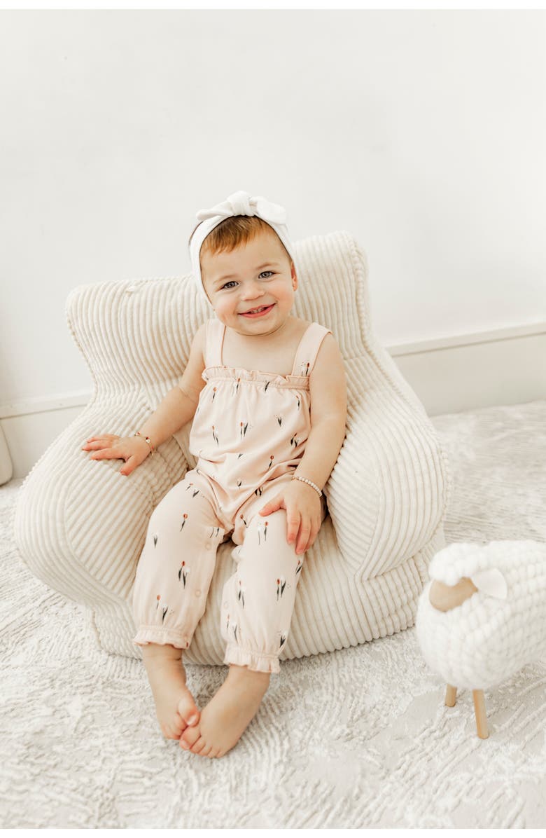Space Grey Snap Tulip Printed Overall, Alternate, color, Soft Pink