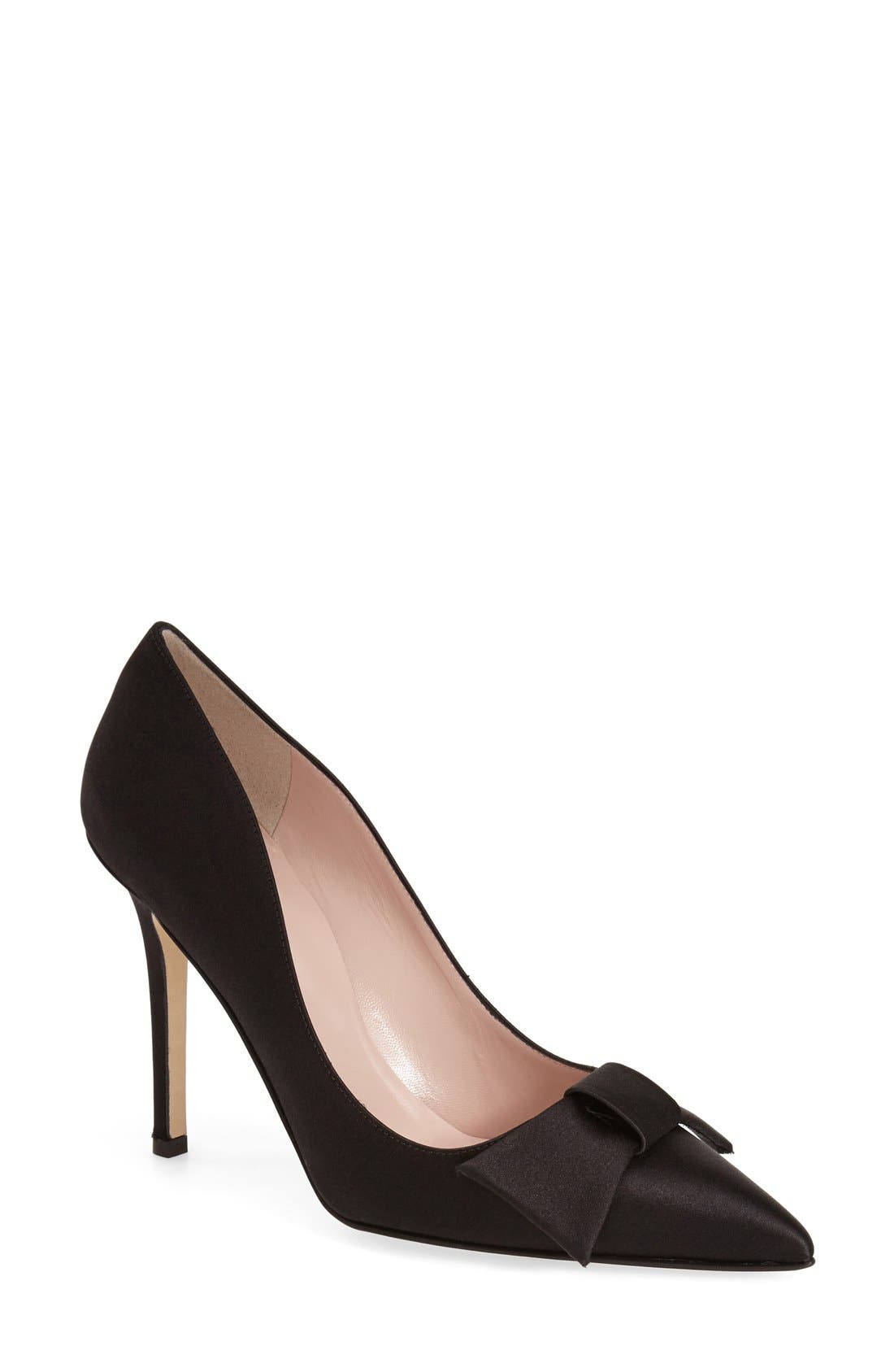 'layla' pointy toe pump, Main, color, BLACK SATIN