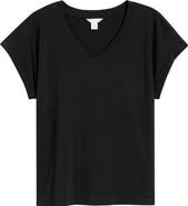 Caslon® Roll Cuff V-Neck T-Shirt