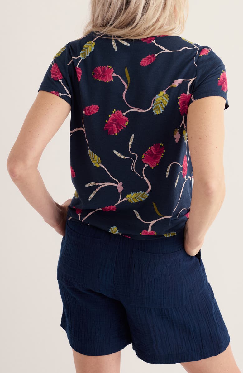 Seasalt Cornwall Appletree Floral Keyhole T-Shirt, Alternate, color, Bottlebrush Maritime
