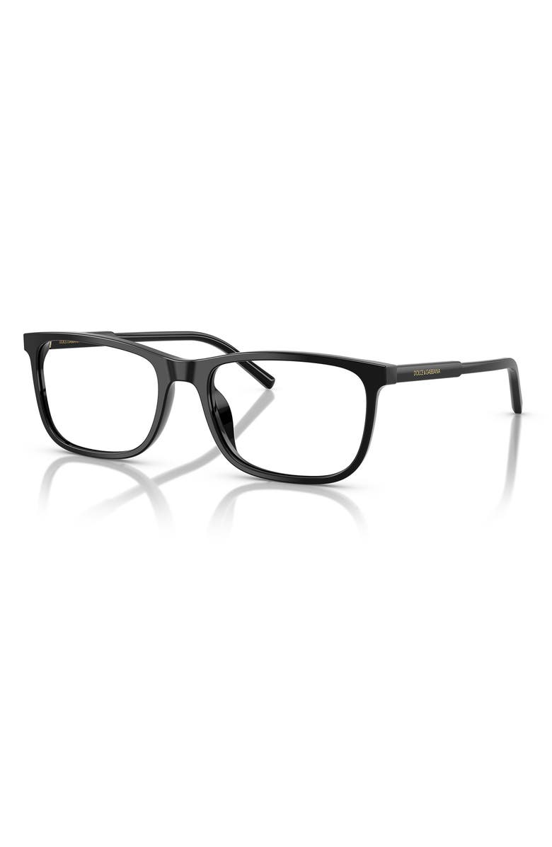 Dolce&Gabbana 55mm Rectangular Optical Glasses, Alternate, color, Black / Demo Lens
