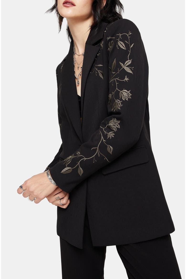 Maira Embroidered Blazer, Alternate, color, Black