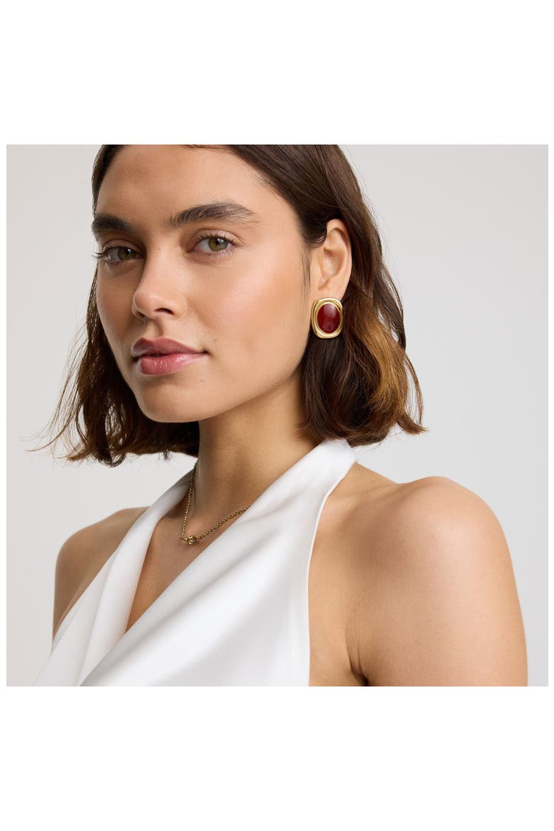 Bold Oval Statement Earrings, Alternate, color, GOLD/ RED