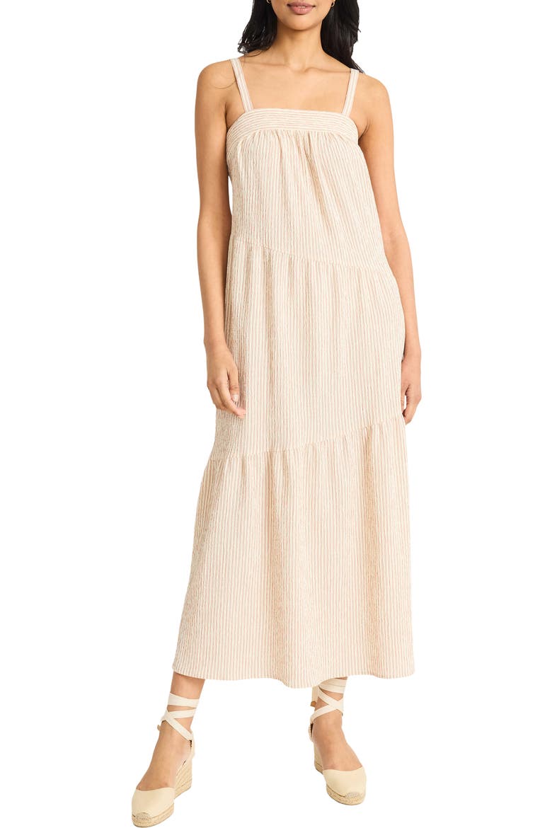Stripe Tiered Maxi Dress, Alternate, color, IVORY/ RED
